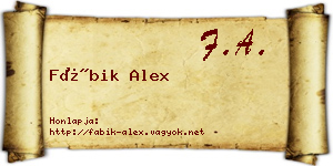 Fábik Alex névjegykártya